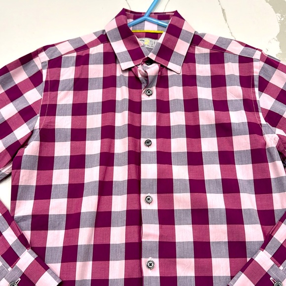 Youth boys purple/pink button up dress shirt C2 by Calibrate size 10 - Picture 2 of 4